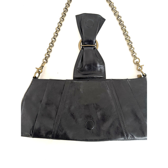 Hobo International Shoulder Bag Clutch Black Leather Detachable Chain Strap - Picture 5 of 15